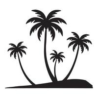 Tropical Island Scene with Multiple Palm Trees Silhouette vector