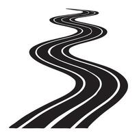 Winding Road Silhouette Illustration with Three Lanes vector