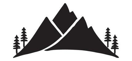 Scenic Mountain Range Silhouette with Pine Trees Illustration vector