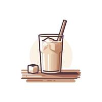 Ice cream drink with straw and cubes on a table vector