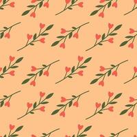 Valentine's day seamless pattern. Branches with flowers in the form of hearts on a beige background. illustration for background, greeting card, wrapping paper, cover vector