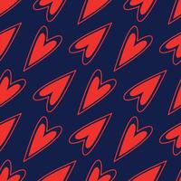 Valentine's day seamless pattern. Red heart on a dark blue background. Modern illustration for card, wrapping paper, background vector