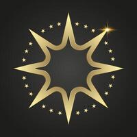 A luxury premuim 8 coeners star with gold line stoke on darkgradient background, used in option level, top high class, special element, high, top, banner illustration design. vector