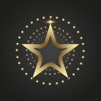 A luxury premuim star with gold line stoke on darkgradient background, used in option level, top high class, special element, high, top, banner illustration design. vector