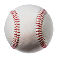 closeup of baseball on isolated background, detailed white ball with red stitching for sports and game concepts png
