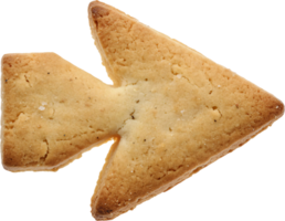 Arrow-shaped cookie on isolated background, directional biscuit design for creative bakery themes and unique food photography png