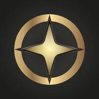 a sleek, four-pointed golden star at its center, exuding a sense of prestige and refinement. The star is enclosed within a bold, metallic gold circular frame vector