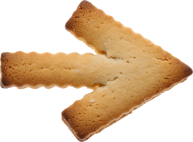 Scalloped arrow-shaped cookie on isolated background, decorative biscuit with creative edge design for unique baking projects and food styling png