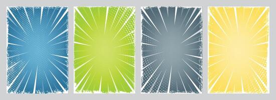 Set of Various light colors retro style Brochure template design with sunbeam art vector