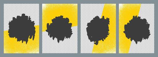 Retro black and yellow Grunge Brochure cover template design set vector