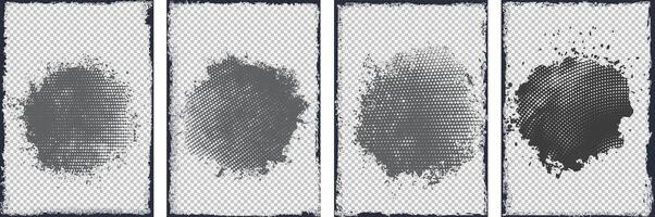 Abstract black brochure cover with Grunge splash circle patch template design set vector