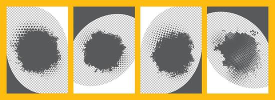 Abstract black and white brochure cover with Grunge patch and curved shape template design set vector