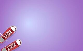 Sport red shoes on violet background. Great element for your background design vector