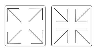 Full screen icon interface menu cursor bitton, application size control pointer. Web ui line navigation maximize or minimaze icon. App arrow. Enter or exit vector