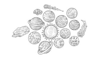 space pbject handdrawn collection vector