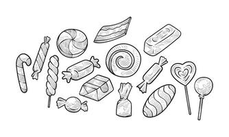 candy handdrawn collection vector