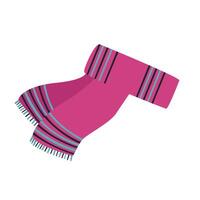 Colorful pink scarf with striped patterns hanging elegantly against a plain background in a cozy indoor setting. . Flat style. vector