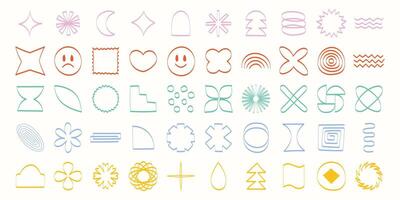 Geometric Brutalist Shape Pack Outline Version vector