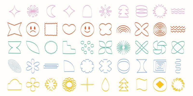 Geometric Brutalist Shape Pack Outline Version