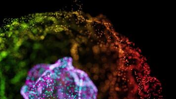 Multicolored Particle Flow with Vibrant Green, Red, and Purple Accents video