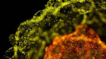 Glowing Yellow and Red Digital Particle Sphere with Abstract Flow video