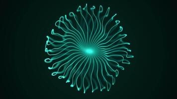 Abstract Teal Particle Sphere with Flowing Lines on Dark Background video