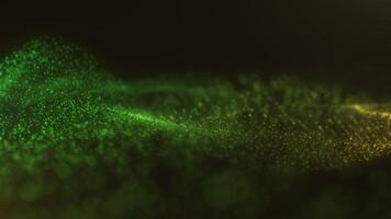 Green and Gold Particle Wave Flow on Dark Background video