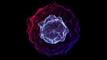 Vivid Cyan and Magenta Particle Sphere with Abstract Layers on Black Background video