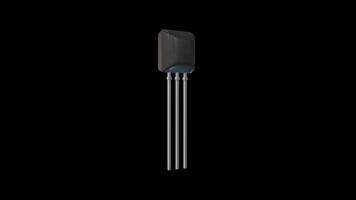 Transistor Rotating on a Transparent Background. Seamless Loop. Electric Component. 4K video