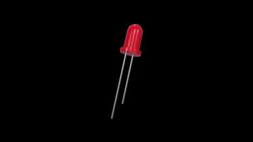 Red LED Bulb Rotating on a Transparent Background. Seamless Loop.Light Emitting Diode. 4K video