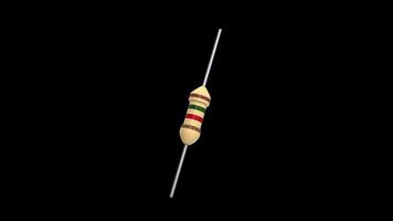 Resistor Rotating on a Transparent Background. Seamless Loop. Circuit 3D. 4K video