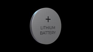 Coin Cell Rotating on a Transparent Background. Seamless Loop. Button Cell. 4K video