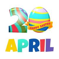 20 April- Happy Easter Day with egg for your greeting card,calendars, stickers or icons. Happy Easter Day vector