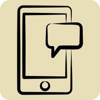 Icon Mobile Chat. related to Hobbies symbol. hand drawn style. design editable vector