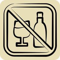 Icon No Alcohol. related to Public symbol. hand drawn style. design editable vector