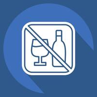 Icon No Alcohol. related to Public symbol. long shadow style. design editable vector