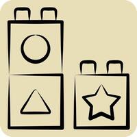 Icon Blocks. related to Kindergarten symbol. hand drawn style. design editable vector