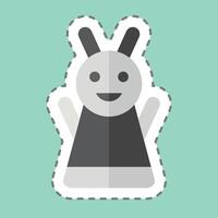 Sticker line cut Hand Puppet. related to Kindergarten symbol. design editable vector