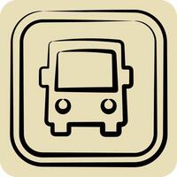 Icon Bus. related to Public symbol. hand drawn style. design editable vector