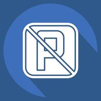Icon No Parking. related to Public symbol. long shadow style. design editable vector