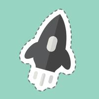 Sticker line cut Rocket. related to Speed symbol. design editable vector