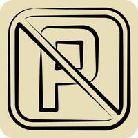 Icon No Parking. related to Public symbol. hand drawn style. design editable vector