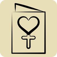 Icon Greeting Card. related to Women symbol. hand drawn style. design editable vector