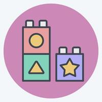 Icon Blocks. related to Kindergarten symbol. color mate style. design editable vector