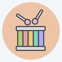 Icon Drum. related to Kindergarten symbol. color mate style. design editable vector