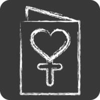 Icon Greeting Card. related to Women symbol. chalk Style. design editable vector