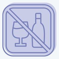Icon No Alcohol. related to Public symbol. two tone style. design editable vector