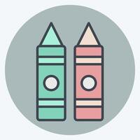 Icon Crayon. related to Kindergarten symbol. color mate style. design editable vector