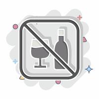 Icon No Alcohol. related to Public symbol. comic style. design editable vector