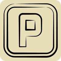 Icon Parking. related to Public symbol. hand drawn style. design editable vector